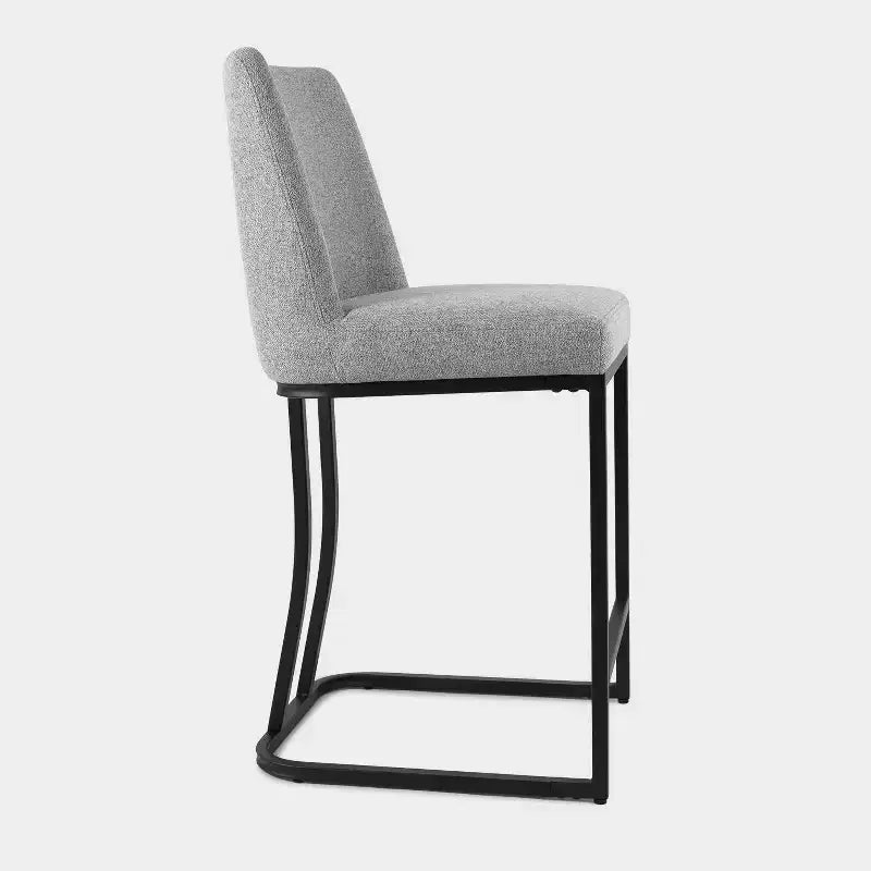 Taburete de mostrador tapizado con estructura de metal, taburetes de bar de lino