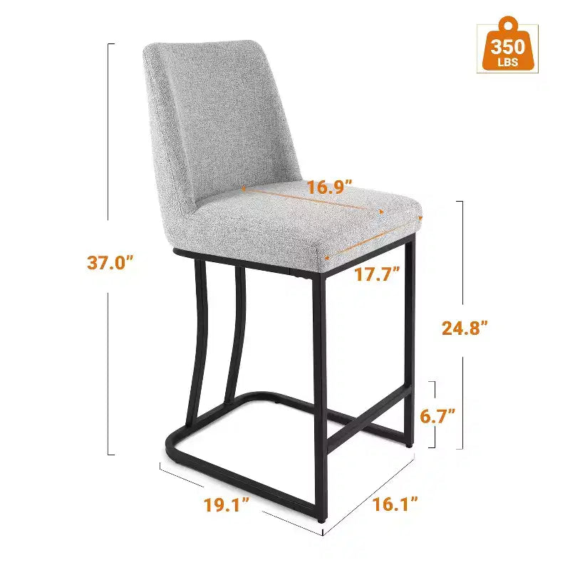 Taburete de mostrador tapizado con estructura de metal, taburetes de bar de lino