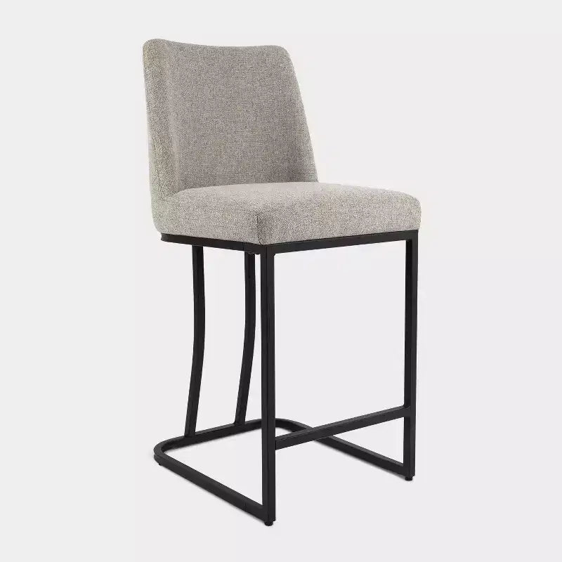 Taburete de mostrador tapizado con estructura de metal, taburetes de bar de lino