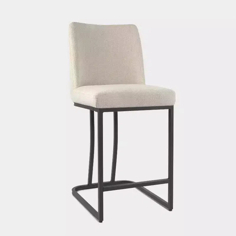 Taburete de mostrador tapizado con estructura de metal, taburetes de bar de lino