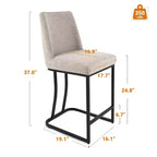 Taburete de mostrador tapizado con estructura de metal, taburetes de bar de lino