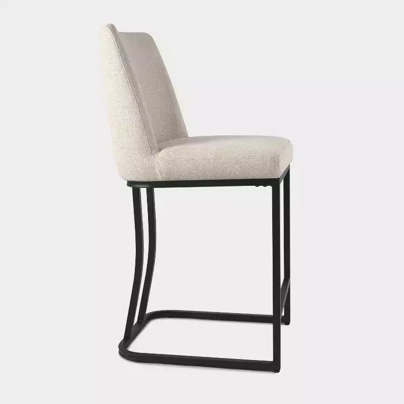 Taburete de mostrador tapizado con estructura de metal, taburetes de bar de lino