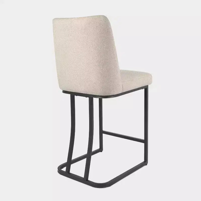 Taburete de mostrador tapizado con estructura de metal, taburetes de bar de lino