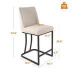 Taburete de mostrador tapizado con estructura de metal, taburetes de bar de lino