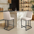 Vatros Upholstered Counter Stool with Metal Frame Linen Bar Stools
