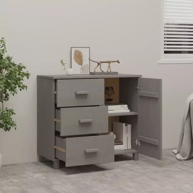 Aparador de bufé con almacenamiento para cocina de pino macizo - Gris claro