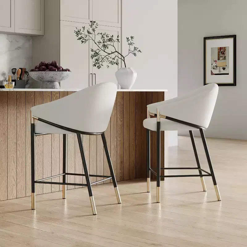 Taburetes de cocina tapizados Kalysta Modern Metal con reposabrazos curvos