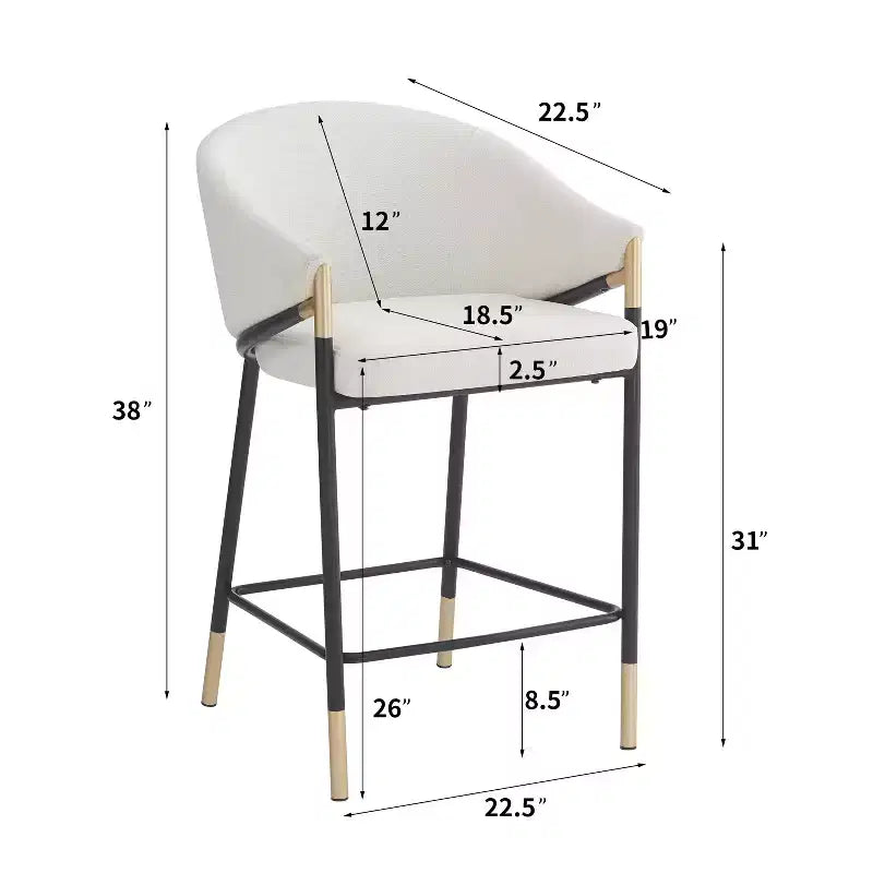 Taburetes de cocina tapizados Kalysta Modern Metal con reposabrazos curvos