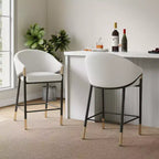 Christopher Knight Home Kalysta Modern Metal Upholstered Counter Stools with Curved Armrests (Set of 2)