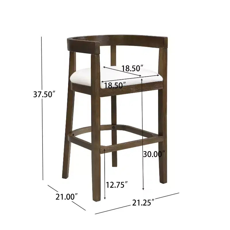 Taburetes de bar tapizados de madera de caucho con respaldo curvo abierto