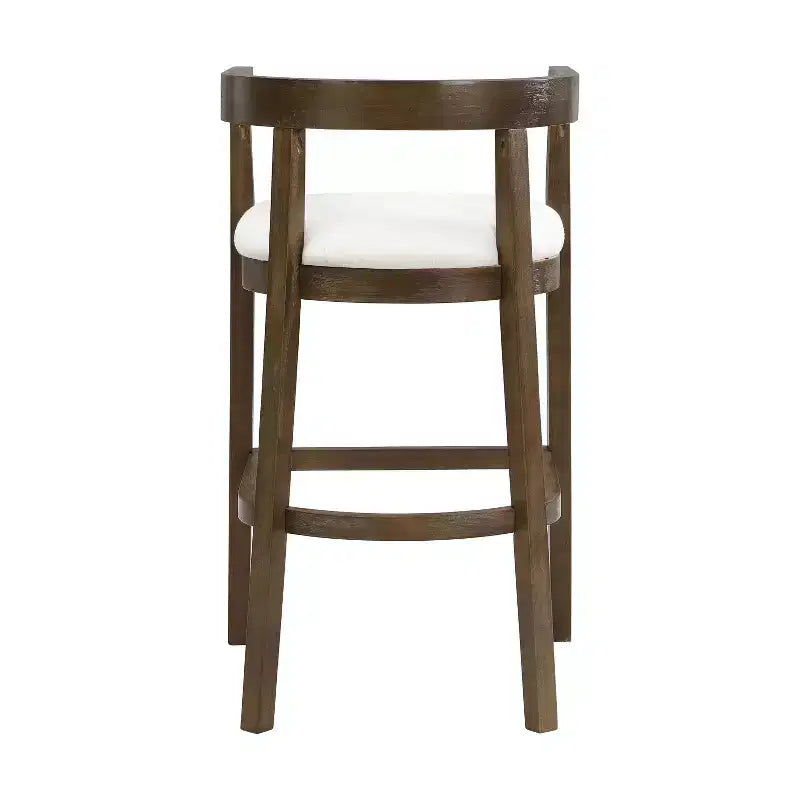 Taburetes de bar tapizados de madera de caucho con respaldo curvo abierto