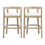 Christopher Knight Home Boris Upholstered Rubberwood Bar Stools with Open Curved Back (Set of 2)