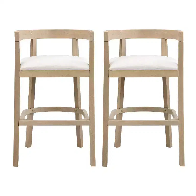Christopher Knight Home Boris Upholstered Rubberwood Bar Stools with Open Curved Back (Set of 2)
