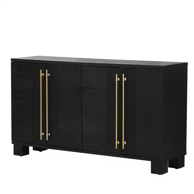 Elegante aparador buffet con estantes ajustables y tiradores dorados