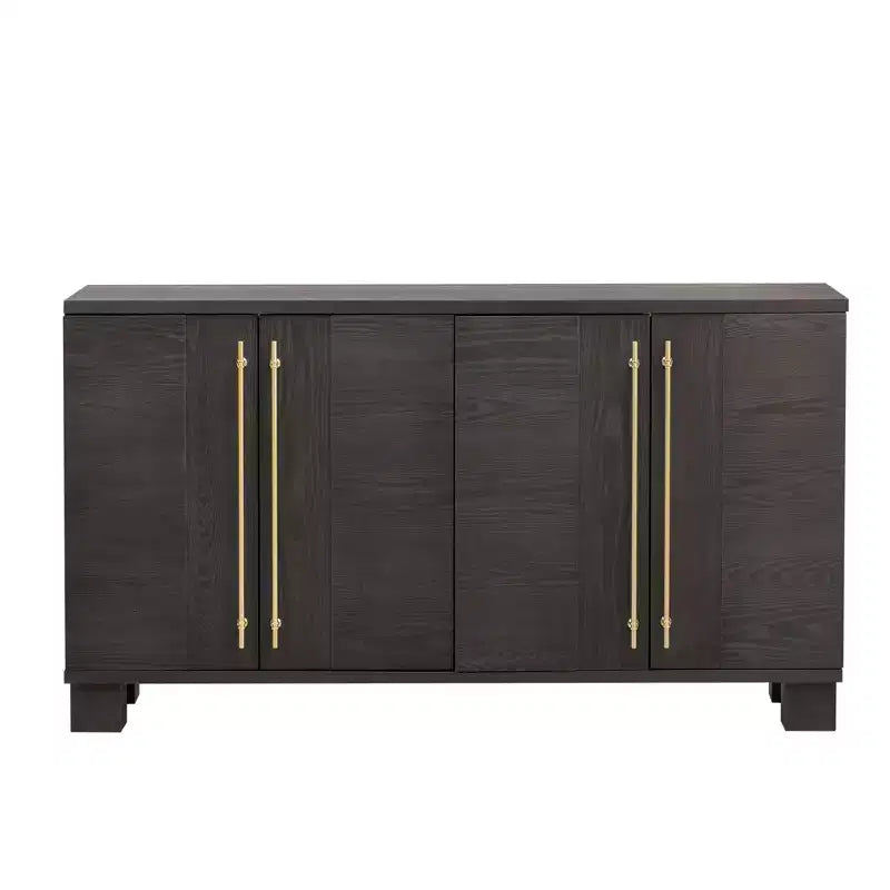 Elegante aparador buffet con estantes ajustables y tiradores dorados