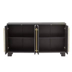 Elegante aparador buffet con estantes ajustables y tiradores dorados