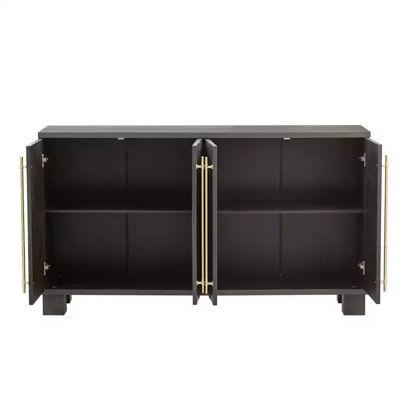 Elegante aparador buffet con estantes ajustables y tiradores dorados