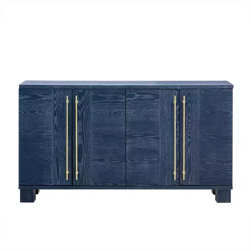 Elegante aparador buffet con estantes ajustables y tiradores dorados