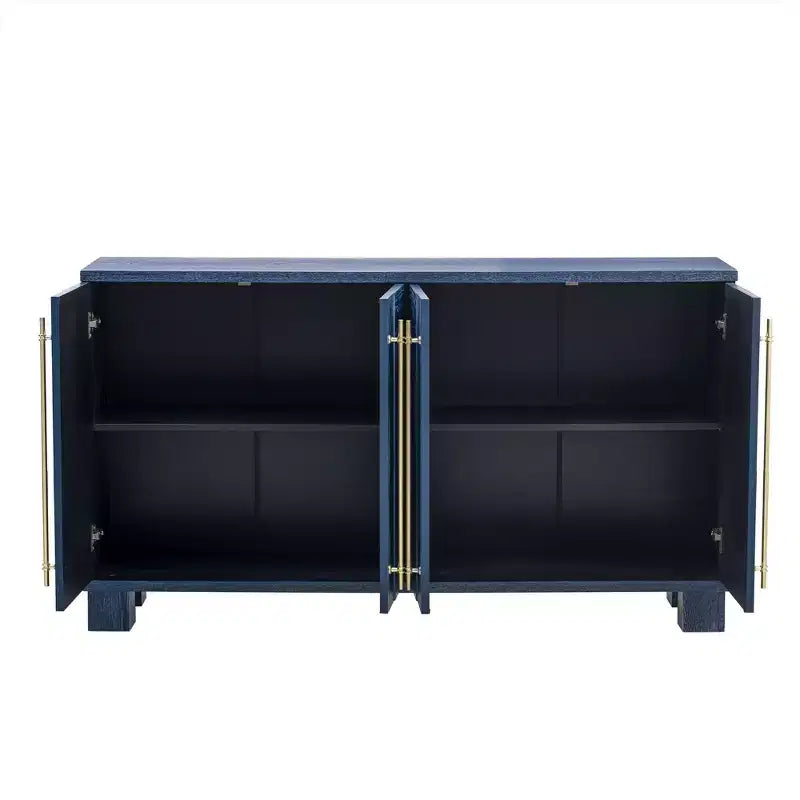 Elegante aparador buffet con estantes ajustables y tiradores dorados