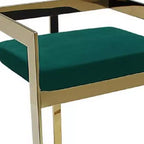 Silla de bar de 30 pulgadas, altura de barra, baja, de metal verde y dorado y terciopelo