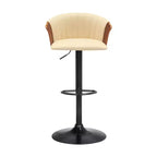 Silla de Bar de Piel Sintética Crema y Negra con Base Giratoria y Altura Ajustable