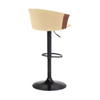 Silla de Bar de Piel Sintética Crema y Negra con Base Giratoria y Altura Ajustable