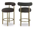 Meridian Furniture,Bordeaux Brown Boucle Fabric Stool, Set of 2