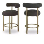 Meridian Furniture,Bordeaux Brown Boucle Fabric Stool, Set of 2