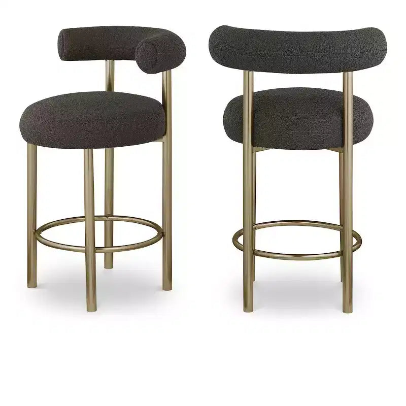 Meridian Furniture,Bordeaux Brown Boucle Fabric Stool, Set of 2