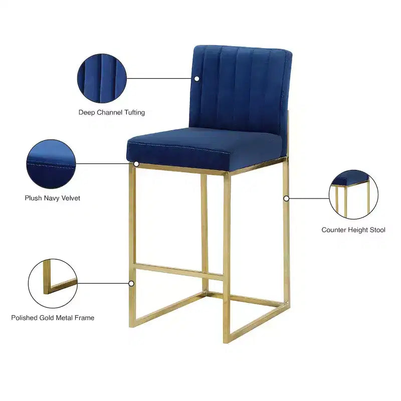 Taburete de terciopelo Giselle Navy