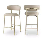 Meridian Furniture,Lupita Taupe Vegan Leather Counter Stool, Set of 2