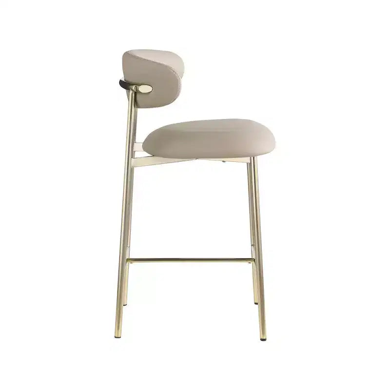 Taburete de mostrador Lupita de cuero vegano color topo