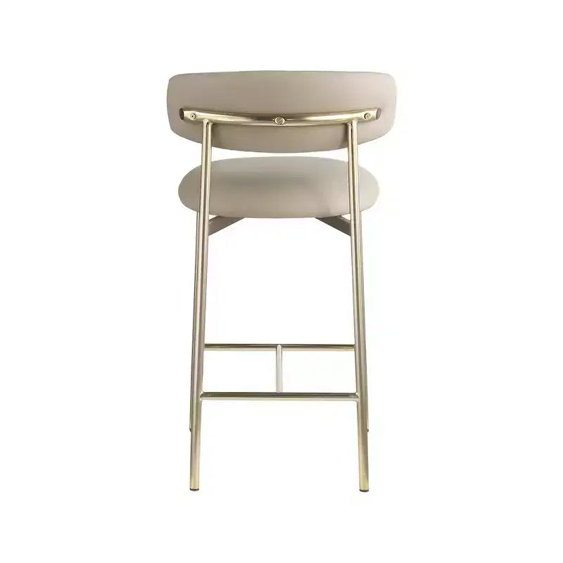 Taburete de mostrador Lupita de cuero vegano color topo