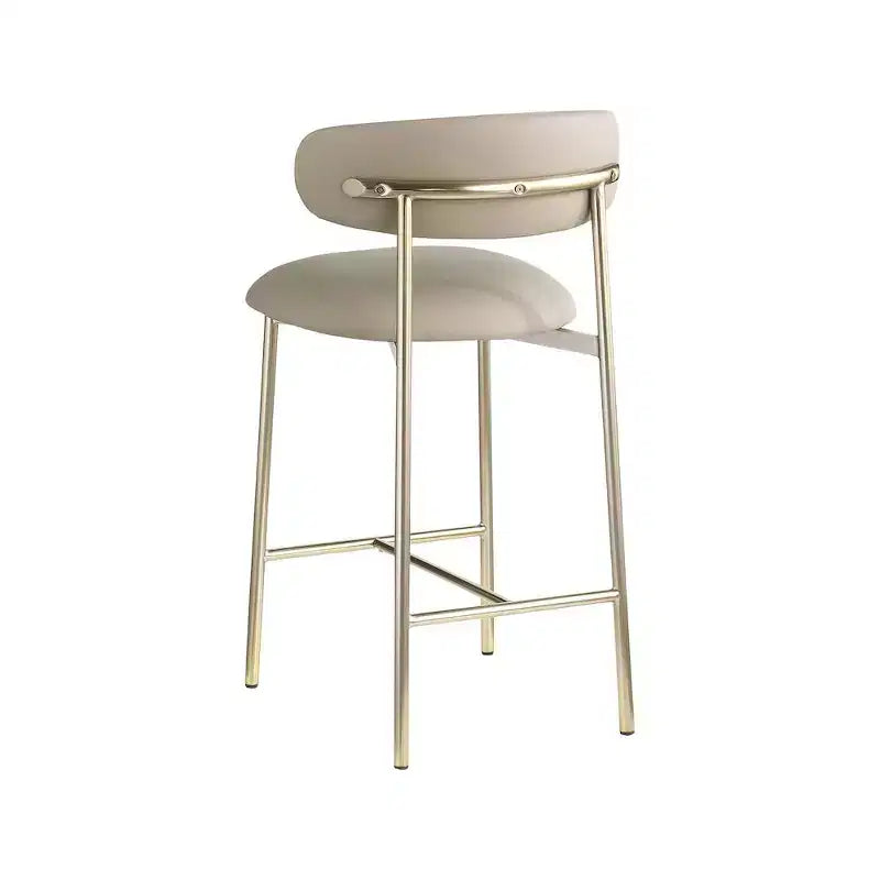 Taburete de mostrador Lupita de cuero vegano color topo