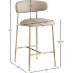 Taburete de mostrador Lupita de cuero vegano color topo