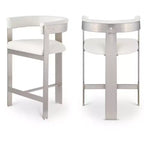 Meridian Furniture,Romeo Cream Vegan Leather Counter Stool, Set of 2