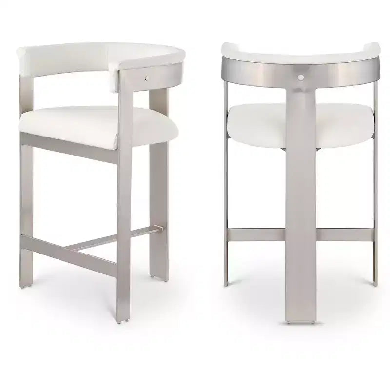 Meridian Furniture,Romeo Cream Vegan Leather Counter Stool, Set of 2