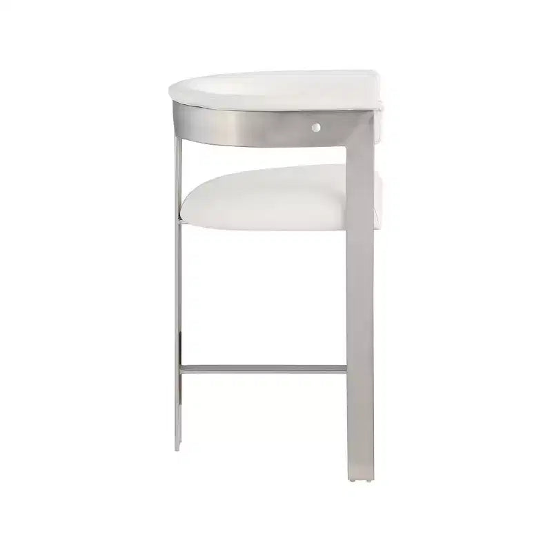 Taburete de mostrador Romeo Cream de cuero vegano