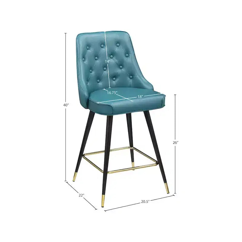 Taburete de mostrador/bar Portnoy Teal de piel vegana