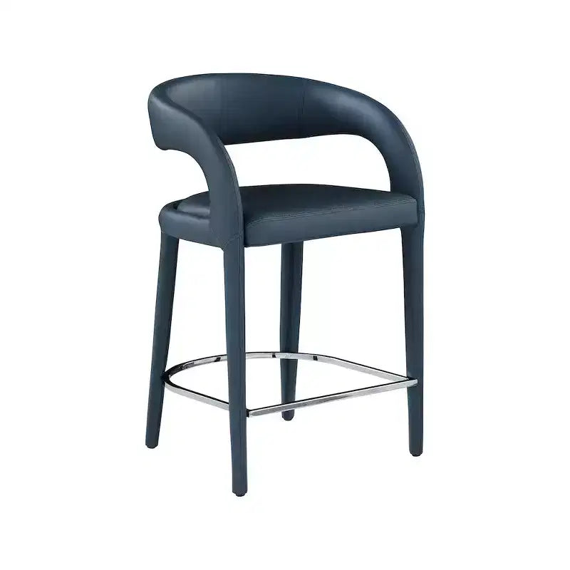 Taburete Sylvester de cuero vegano azul marino