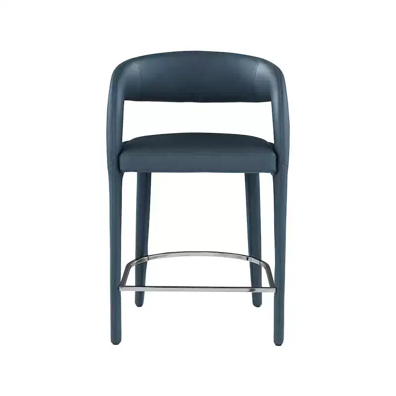 Taburete Sylvester de cuero vegano azul marino