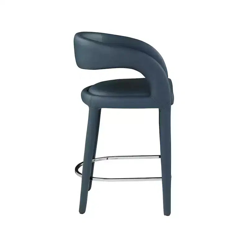 Taburete Sylvester de cuero vegano azul marino