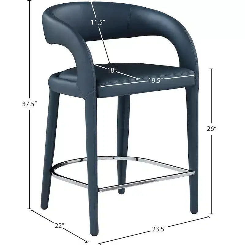 Taburete Sylvester de cuero vegano azul marino