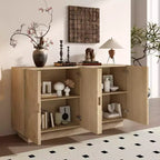 Aparador de madera de 4 puertas con estantes ajustables