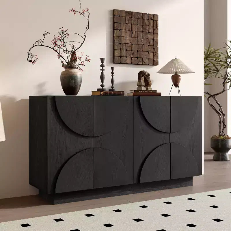 Aparador de madera de 4 puertas con estantes ajustables