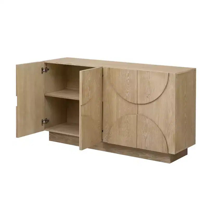 Aparador de madera de 4 puertas con estantes ajustables