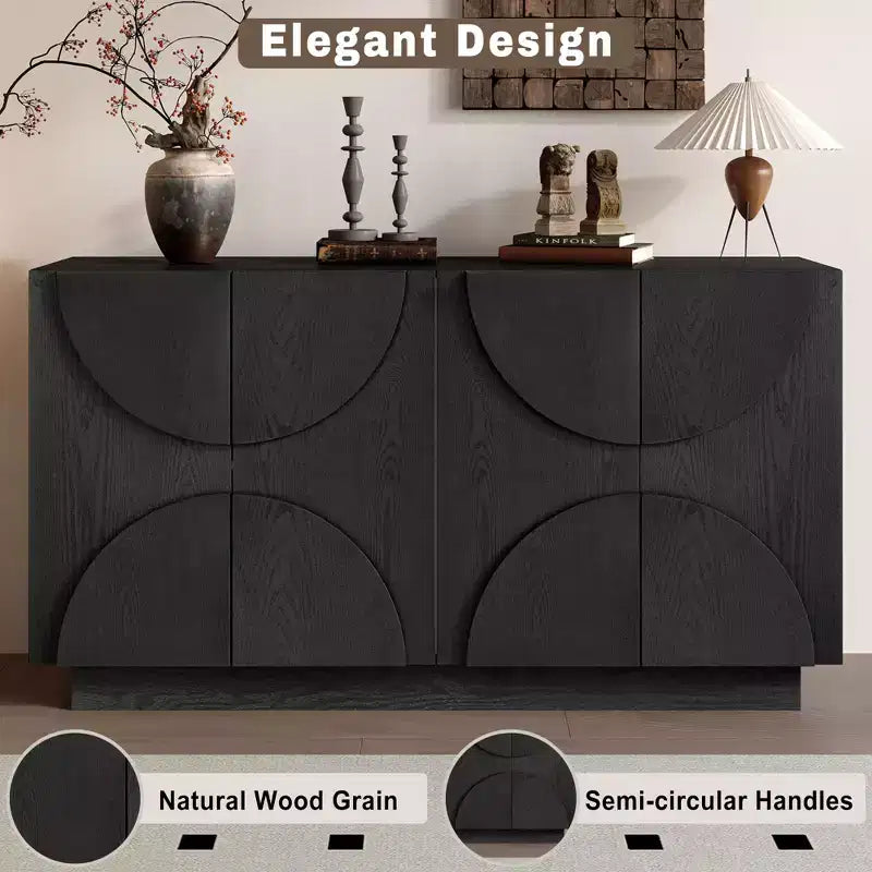 Aparador de madera de 4 puertas con estantes ajustables
