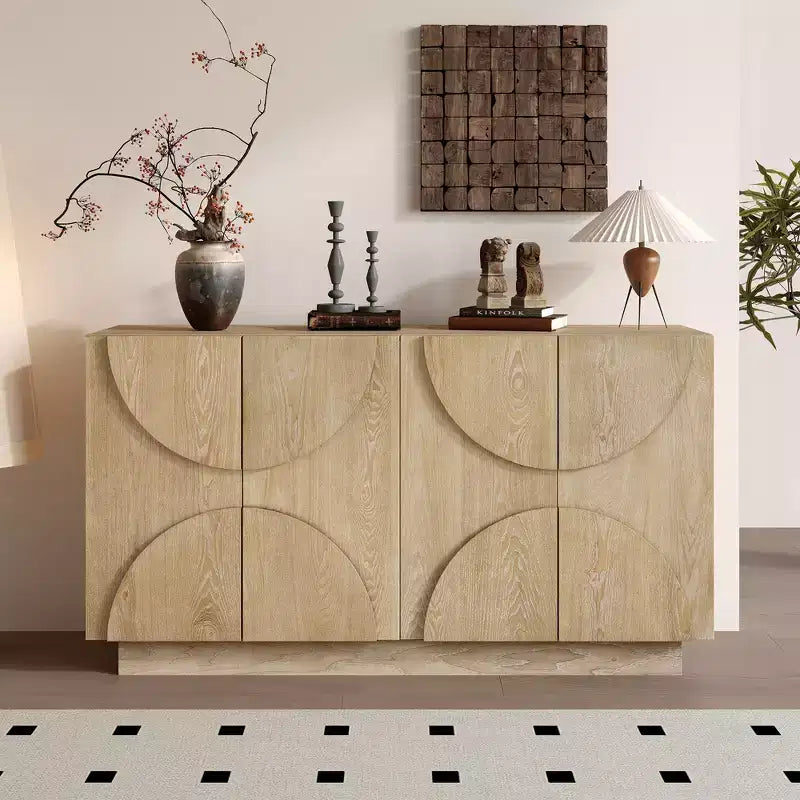 Aparador de madera de 4 puertas con estantes ajustables