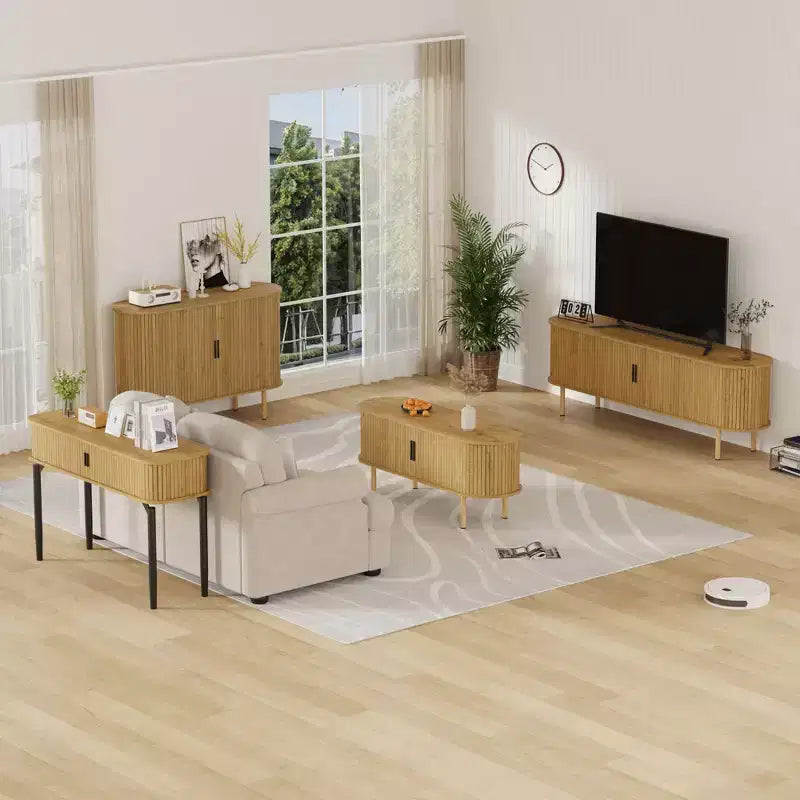 Aparador de 47", Tres estantes de altura ajustable, Puerta corredera, Armario auxiliar moderno de mediados de siglo para cocina, sala de estar, entrada