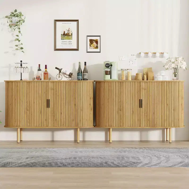 Aparador de 47", Tres estantes de altura ajustable, Puerta corredera, Armario auxiliar moderno de mediados de siglo para cocina, sala de estar, entrada